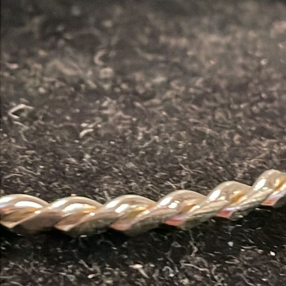 7.5” vintage Art Deco silver tone woven braided twist cable bangle bracelet - Picture 6 of 9